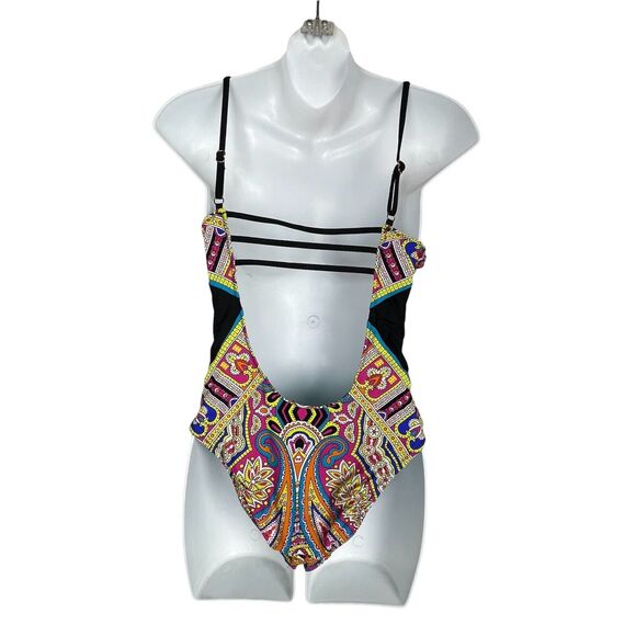 Trina Turk One Piece Swimsuit 8‎ Paisley Cutout Open Back Resort Chic - Picture 4 of 8